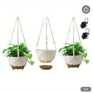White and Tan Hanging Planters